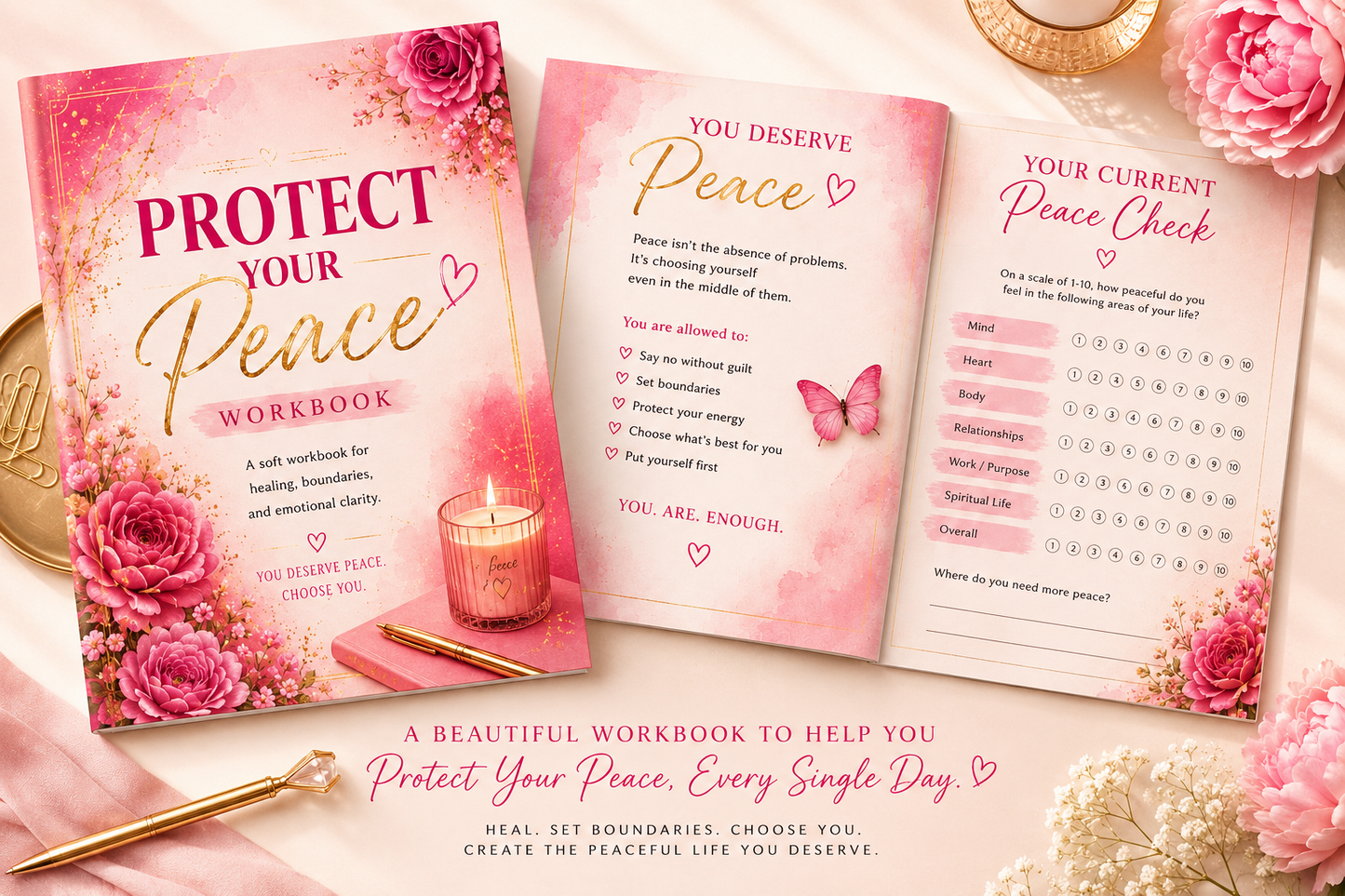 Protect Your Peace Workbook for Women | Healing, Boundaries & Self-Love Journal