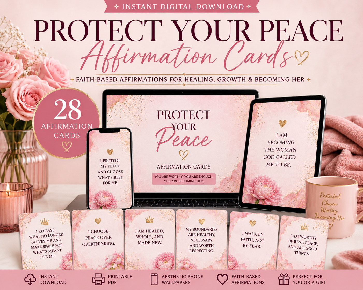 ✨ Protect Your Peace Affirmation Cards